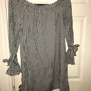 Off the shoulder checkered dress